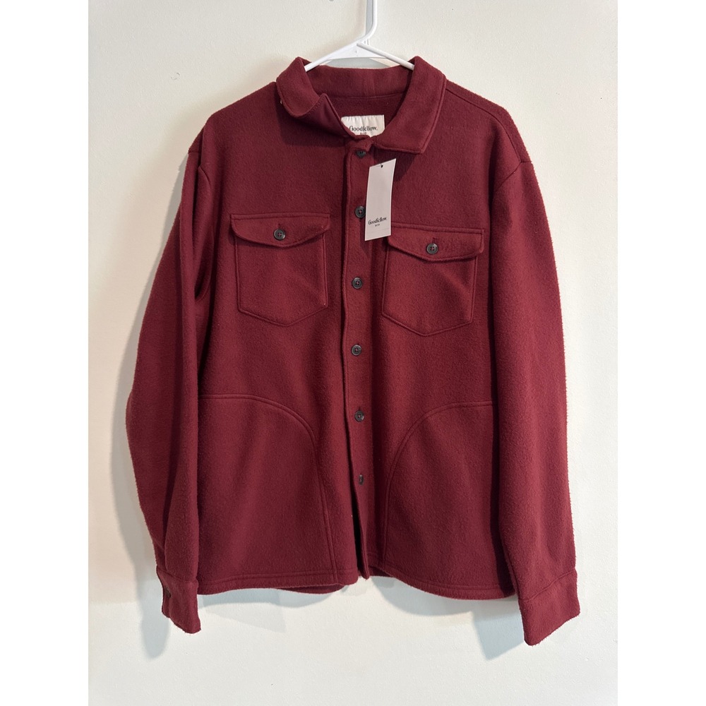 Goodfellow & Co Fleece Jacket Shirt Maroon New Mens Shacket medium Outdoor